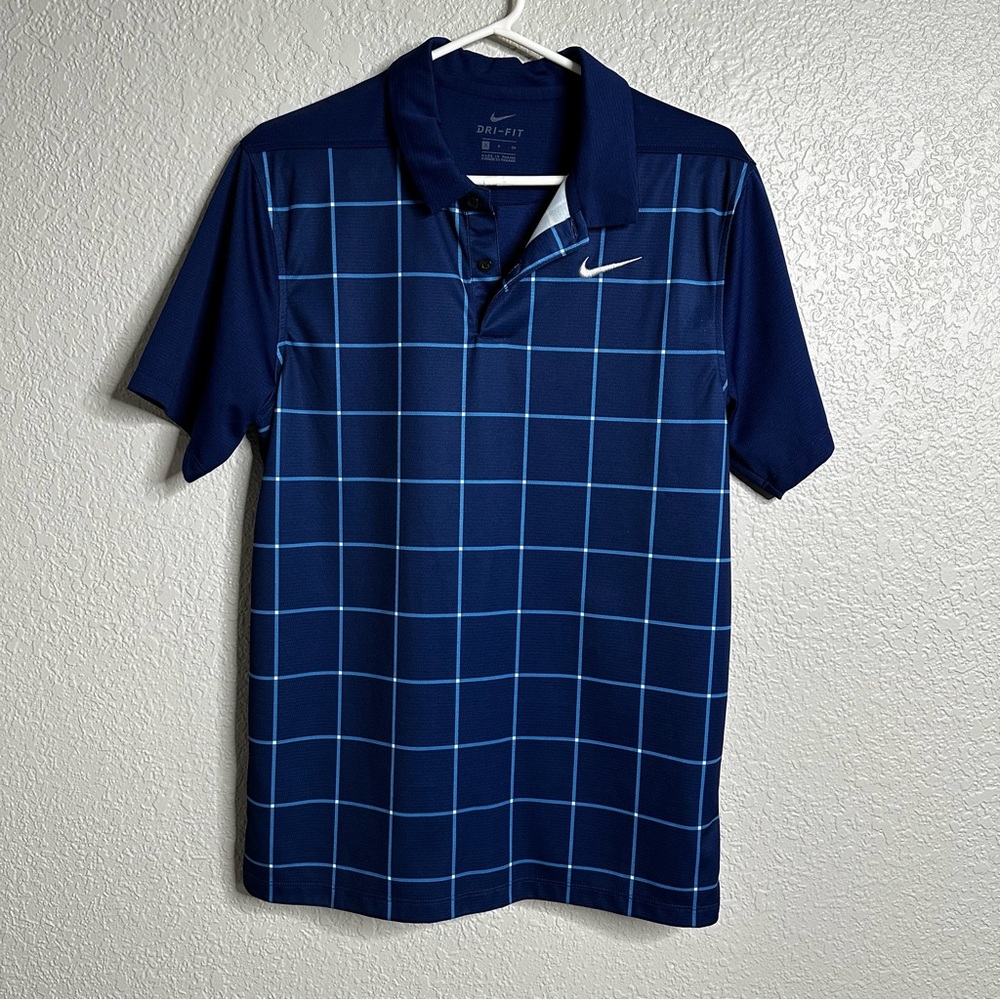 Nike Dri-Fit Golf Polo Men's Size Small - Plaid Blue